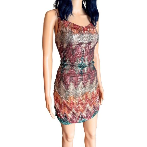 NWT Ramy Brook Nia Dress 8 Multi Sequin Chevron Bodycon Mini Cocktail Party Luxe - Picture 5 of 8